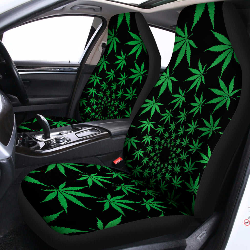 Swirl Cannabis Leaf Print Universal Fit Car Seat Covers