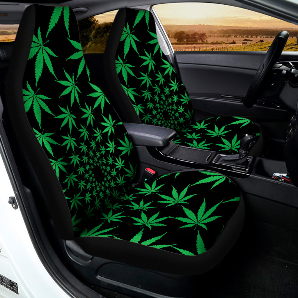 Swirl Cannabis Leaf Print Universal Fit Car Seat Covers