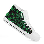 Swirl Cannabis Leaf Print White High Top Shoes