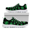 Swirl Cannabis Leaf Print White Running Shoes