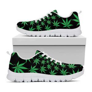 Swirl Cannabis Leaf Print White Sneakers