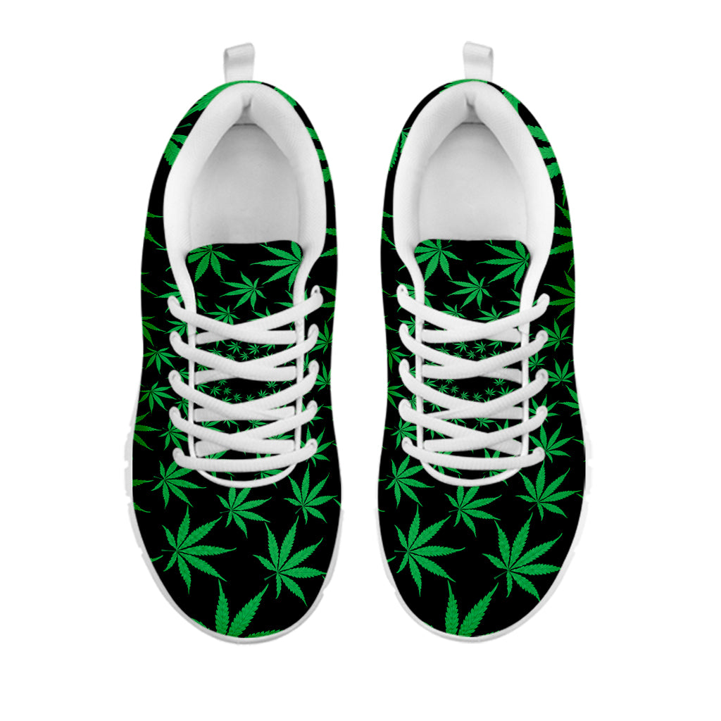 Swirl Cannabis Leaf Print White Sneakers