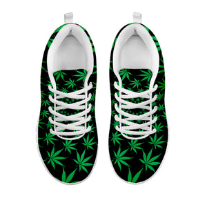 Swirl Cannabis Leaf Print White Sneakers