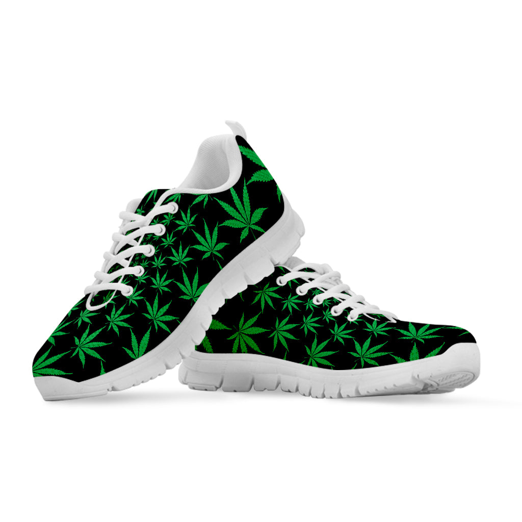 Swirl Cannabis Leaf Print White Sneakers