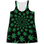 Swirl Cannabis Leaf Print Women's Racerback Tank Top