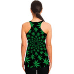 Swirl Cannabis Leaf Print Women's Racerback Tank Top