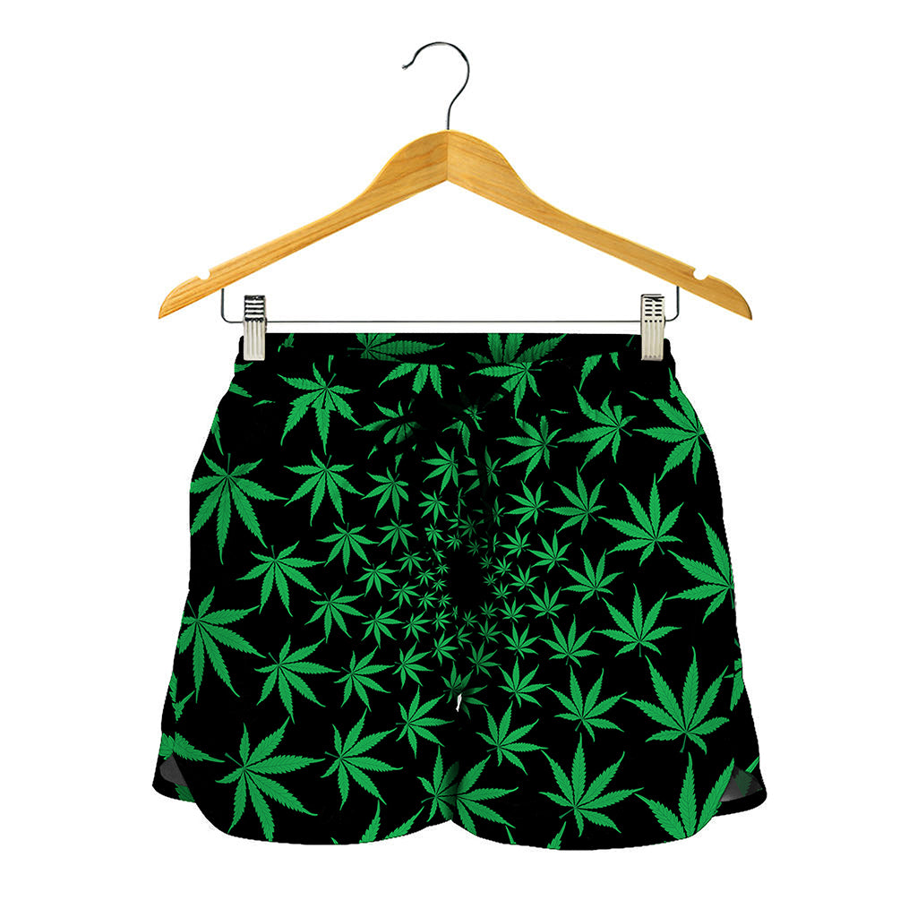 Swirl Cannabis Leaf Print Women's Shorts