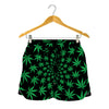 Swirl Cannabis Leaf Print Women's Shorts