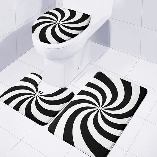 Swirl Optical Illusion Print 3 Piece Bath Mat Set