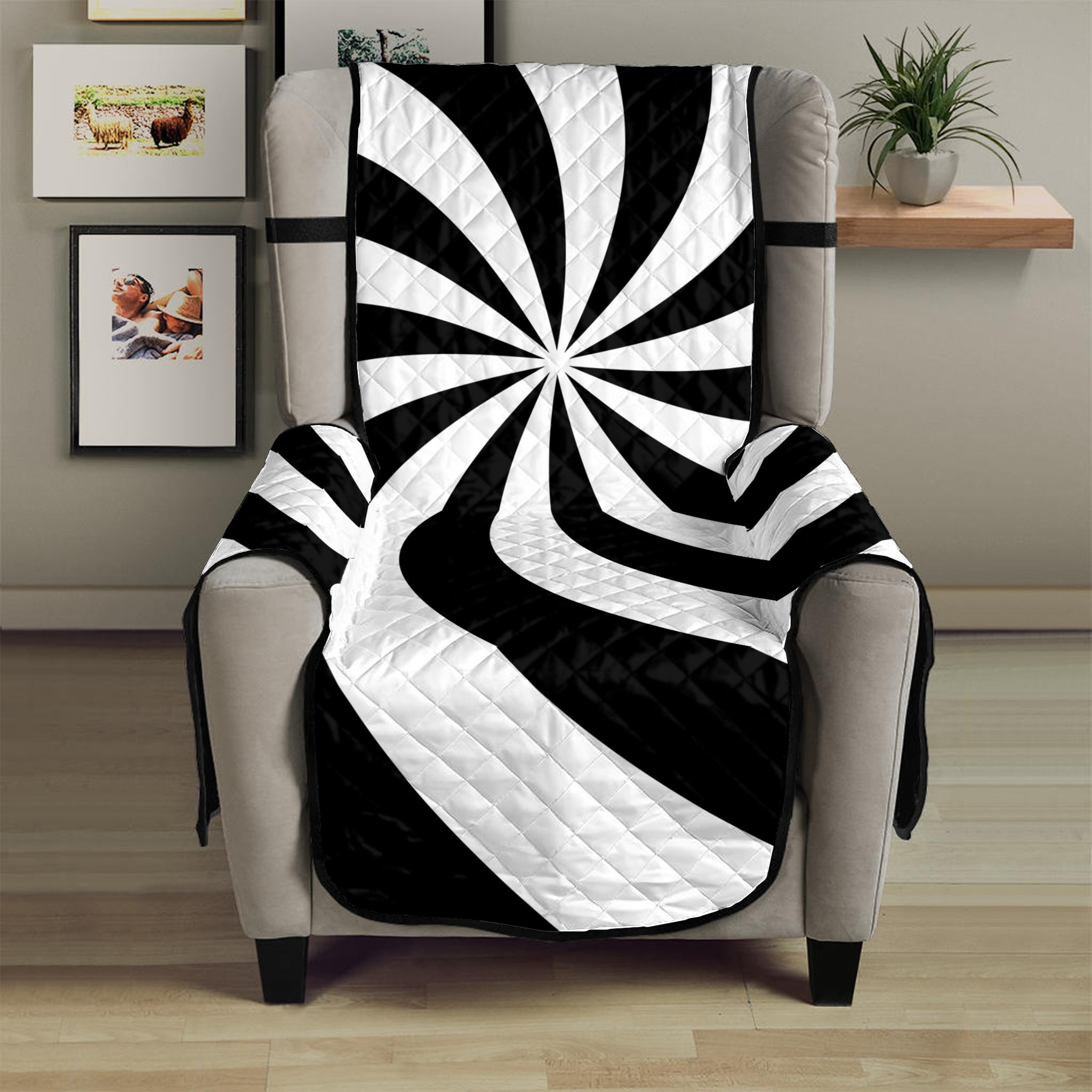 Swirl Optical Illusion Print Armchair Protector