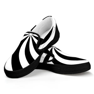 Swirl Optical Illusion Print Black Slip On Shoes