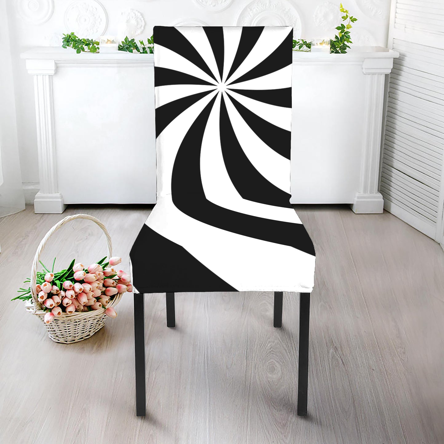 Swirl Optical Illusion Print Dining Chair Slipcover