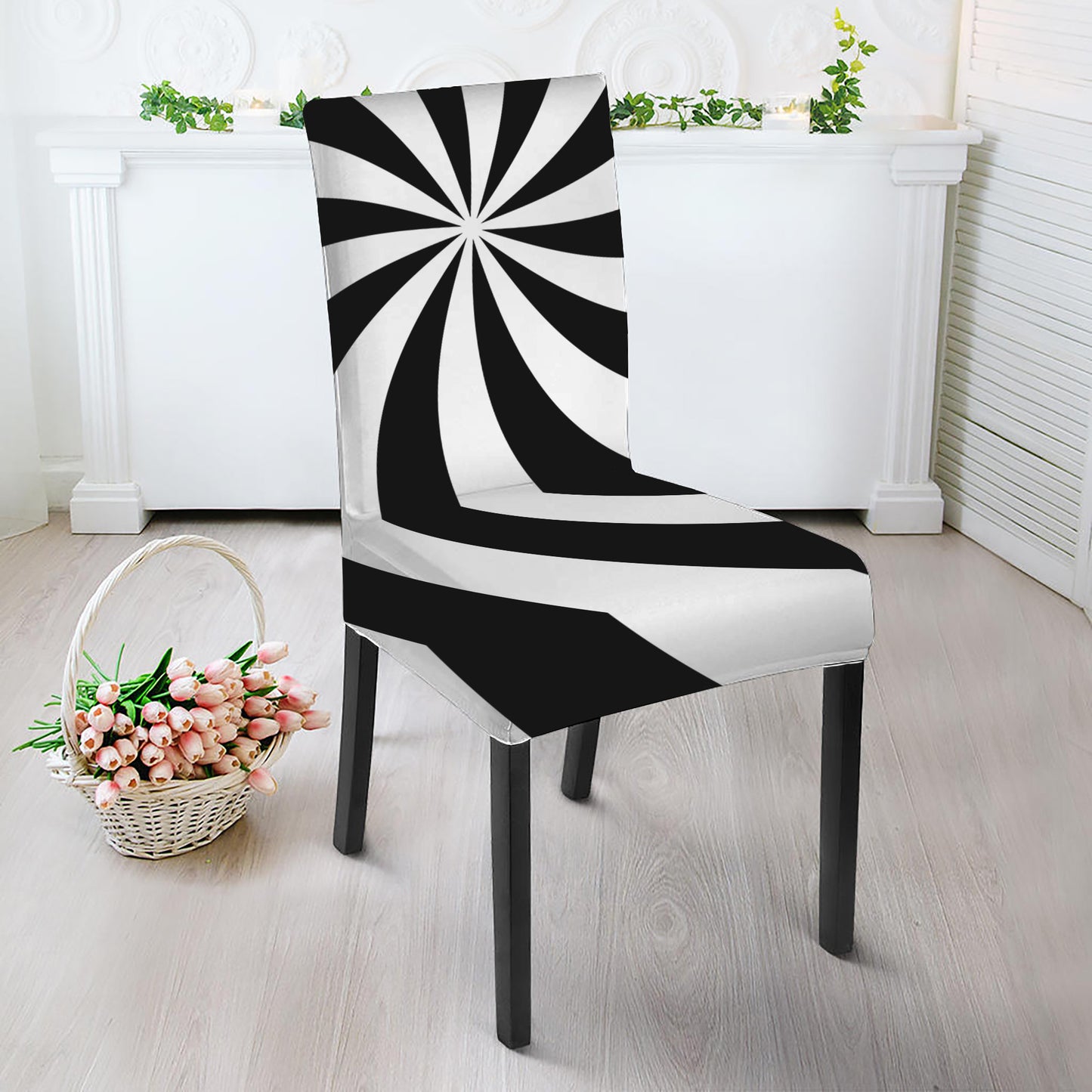 Swirl Optical Illusion Print Dining Chair Slipcover