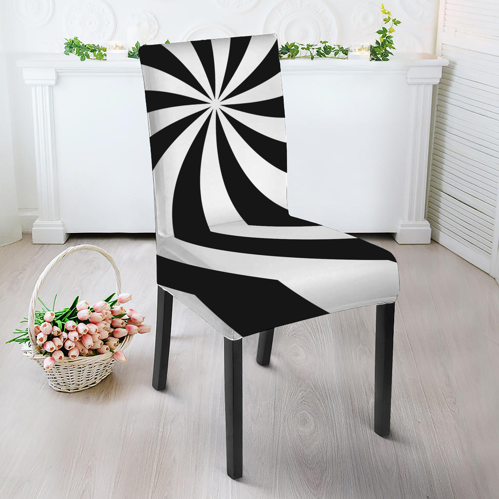 Swirl Optical Illusion Print Dining Chair Slipcover