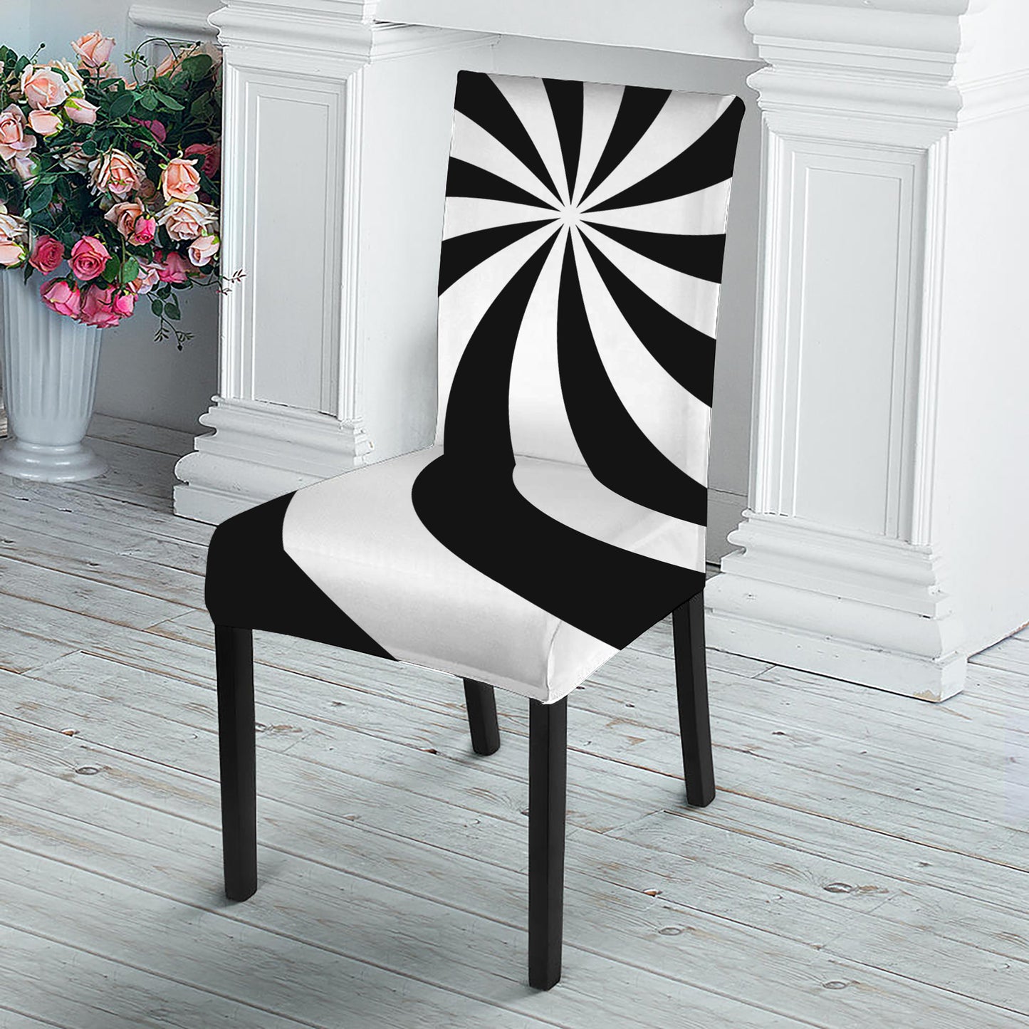 Swirl Optical Illusion Print Dining Chair Slipcover