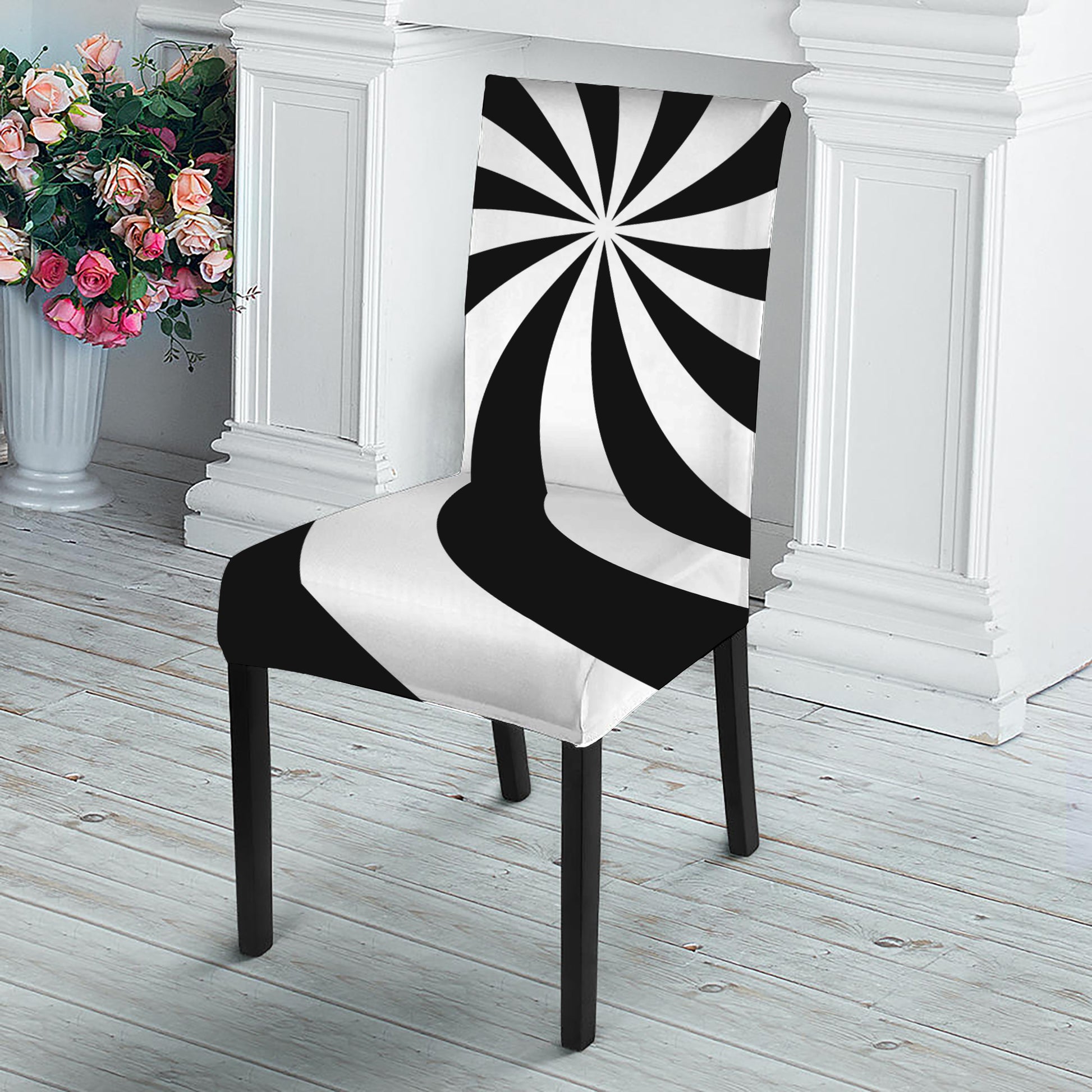 Swirl Optical Illusion Print Dining Chair Slipcover