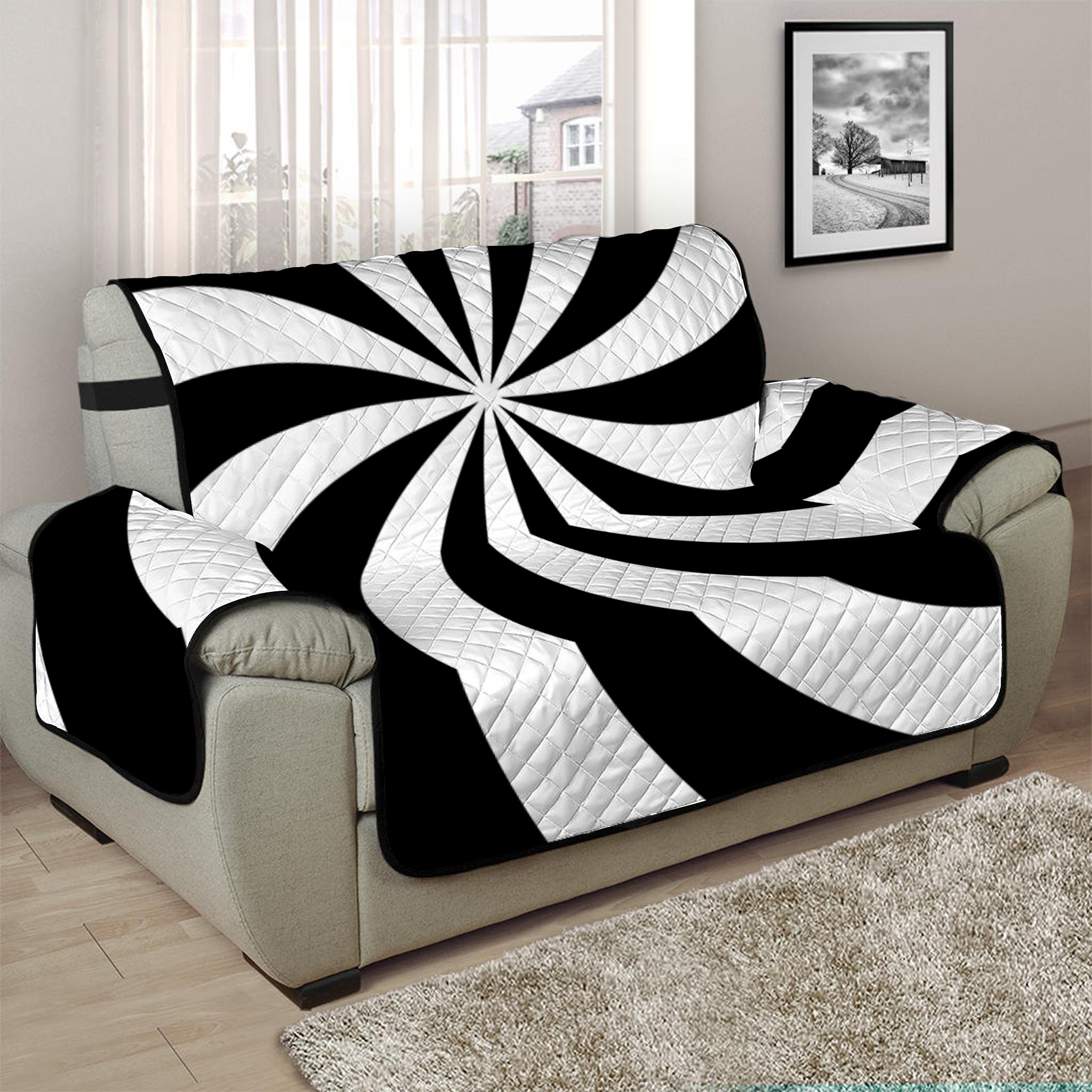 Swirl Optical Illusion Print Half Sofa Protector