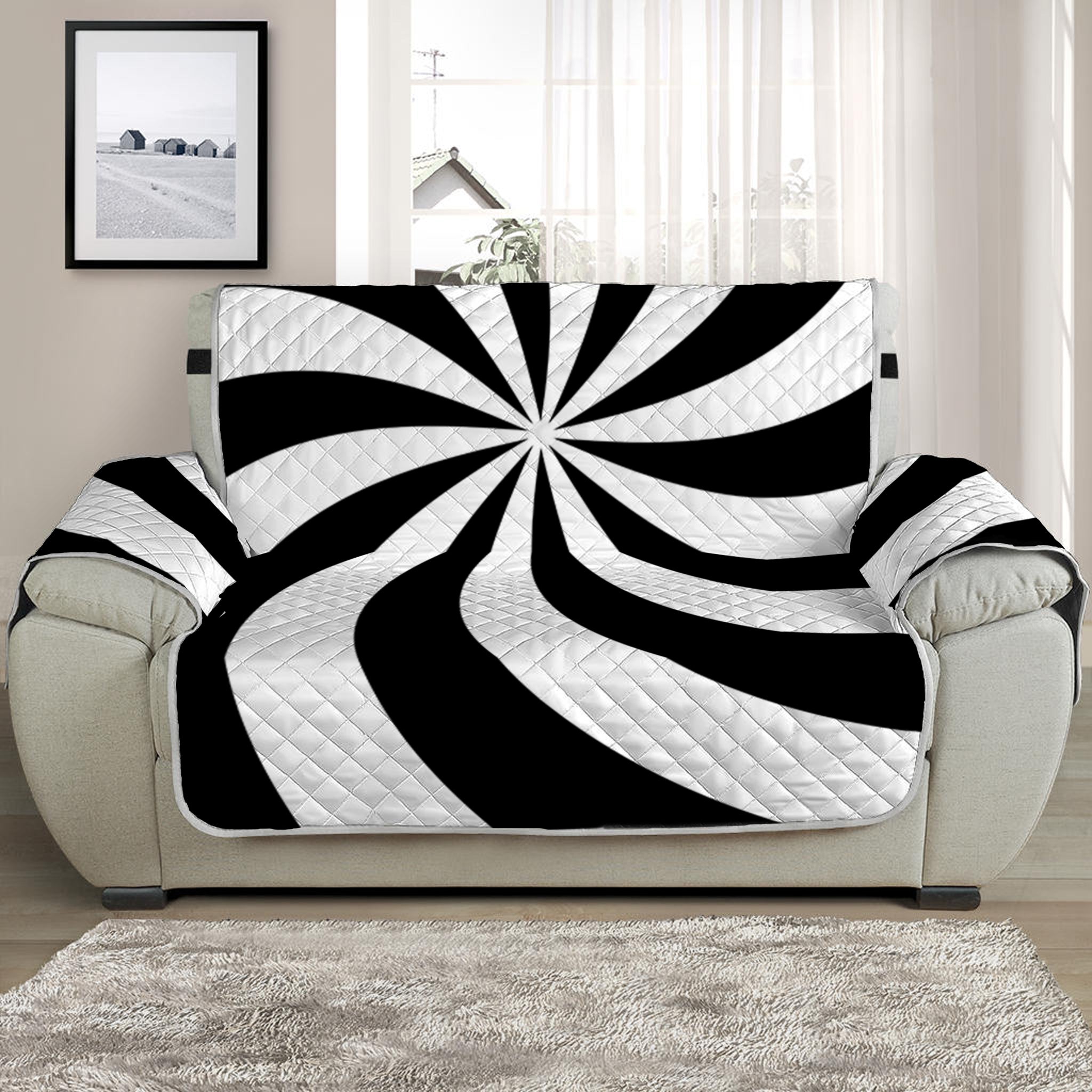 Swirl Optical Illusion Print Half Sofa Protector