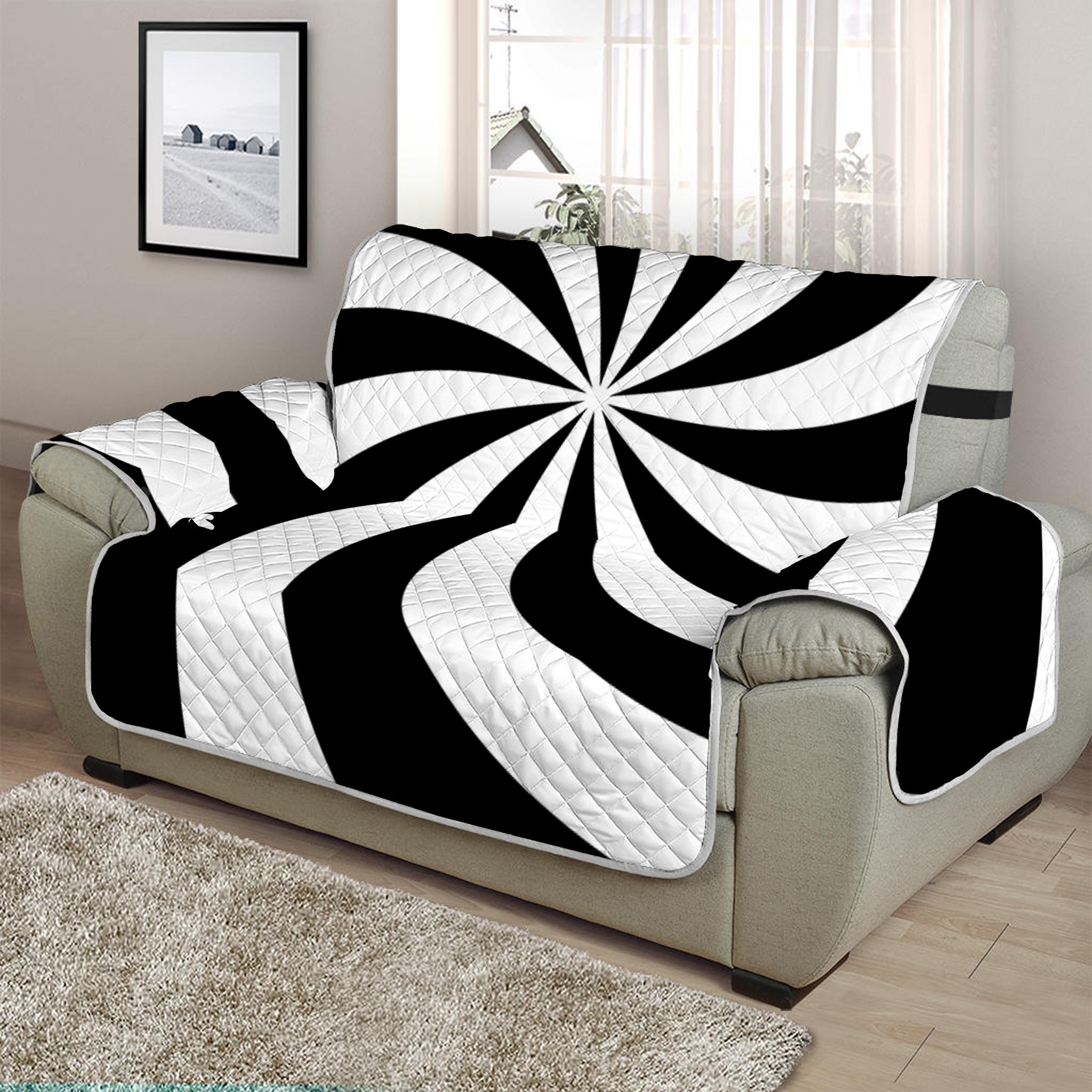 Swirl Optical Illusion Print Half Sofa Protector