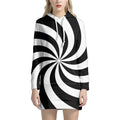 Swirl Optical Illusion Print Pullover Hoodie Dress
