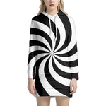 Swirl Optical Illusion Print Hoodie Dress