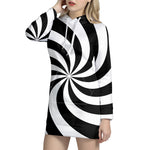 Swirl Optical Illusion Print Hoodie Dress