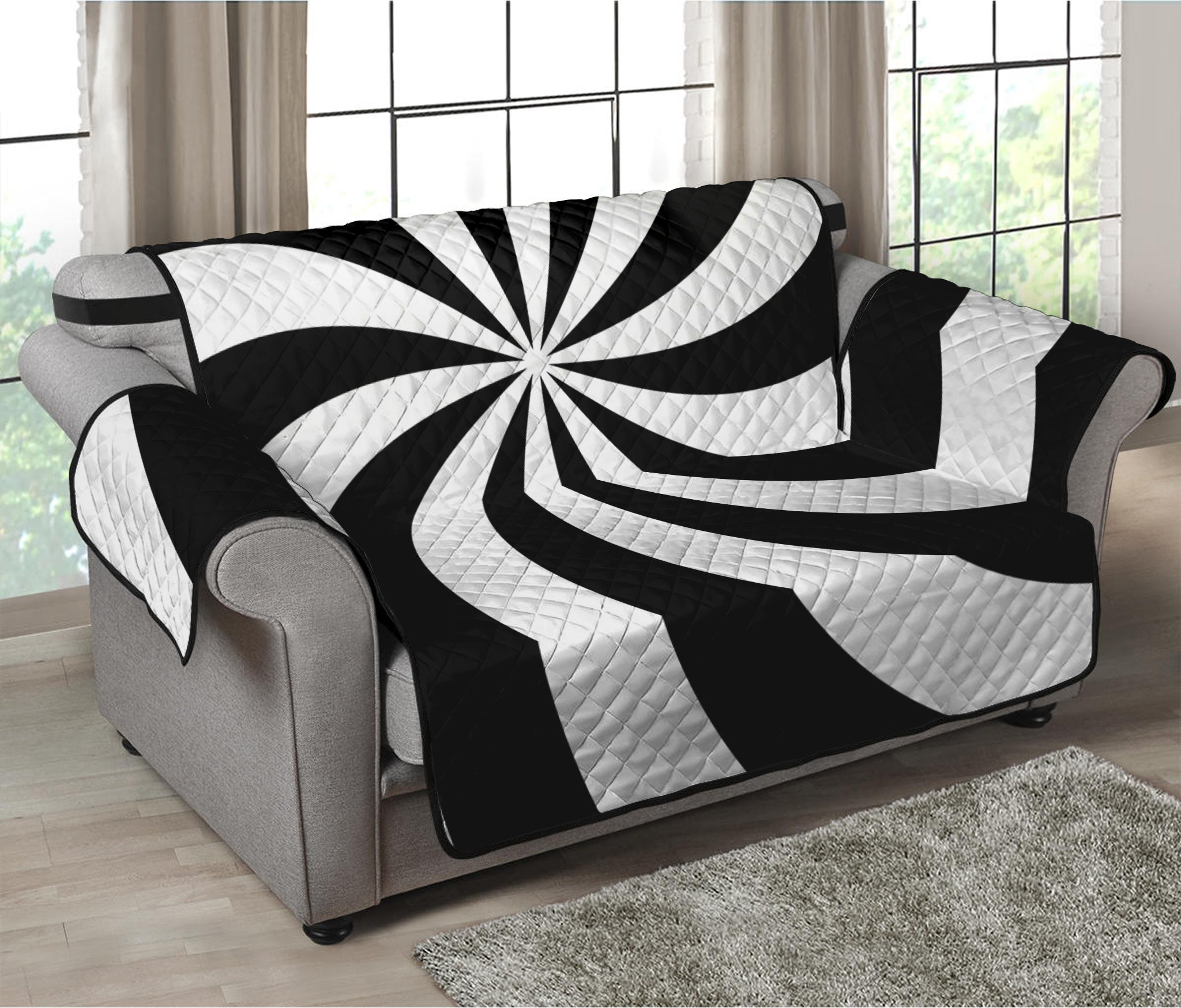 Swirl Optical Illusion Print Loveseat Protector