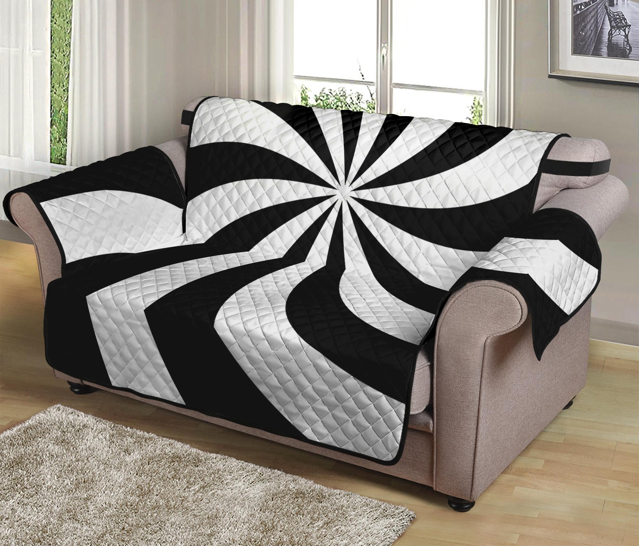 Swirl Optical Illusion Print Loveseat Protector