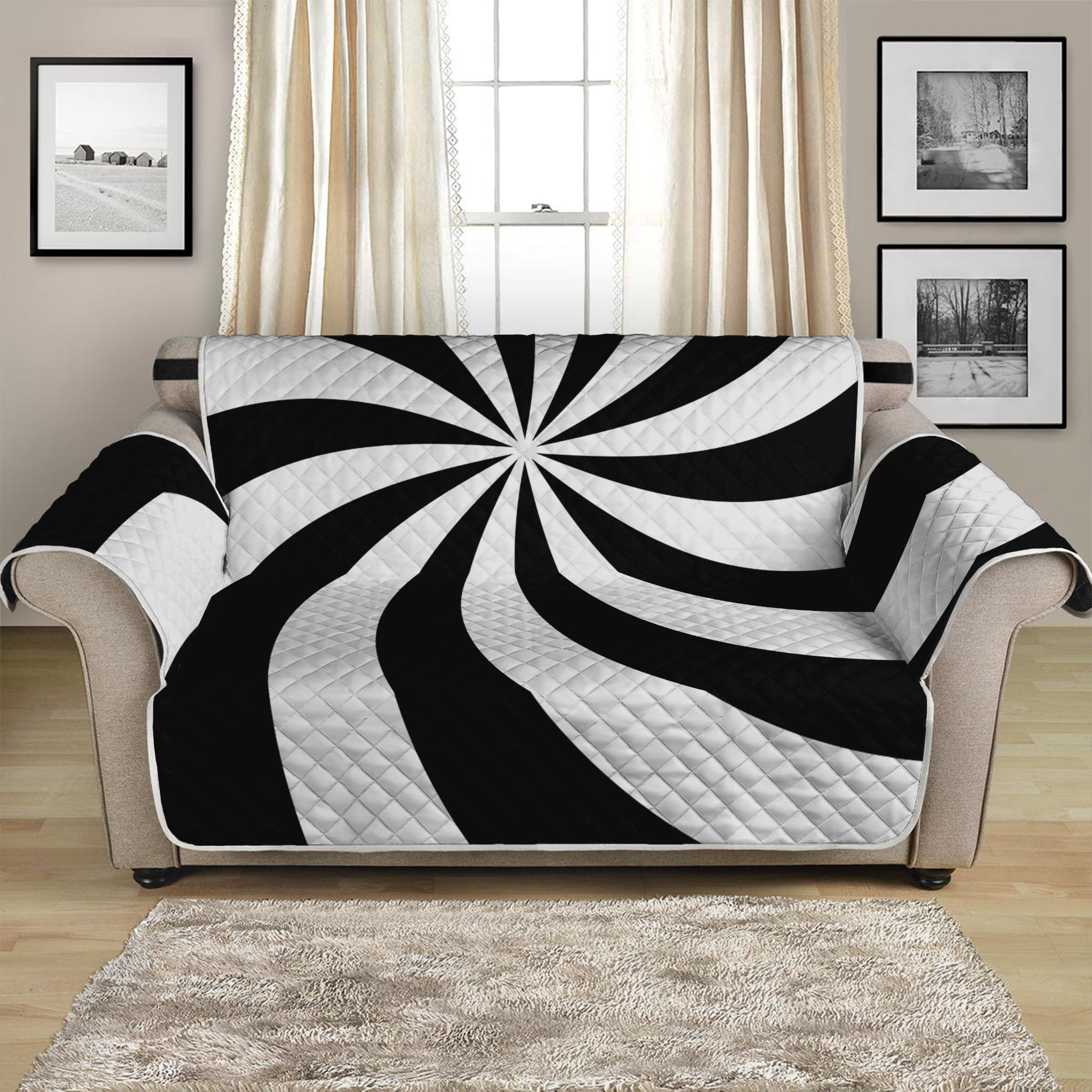 Swirl Optical Illusion Print Loveseat Protector