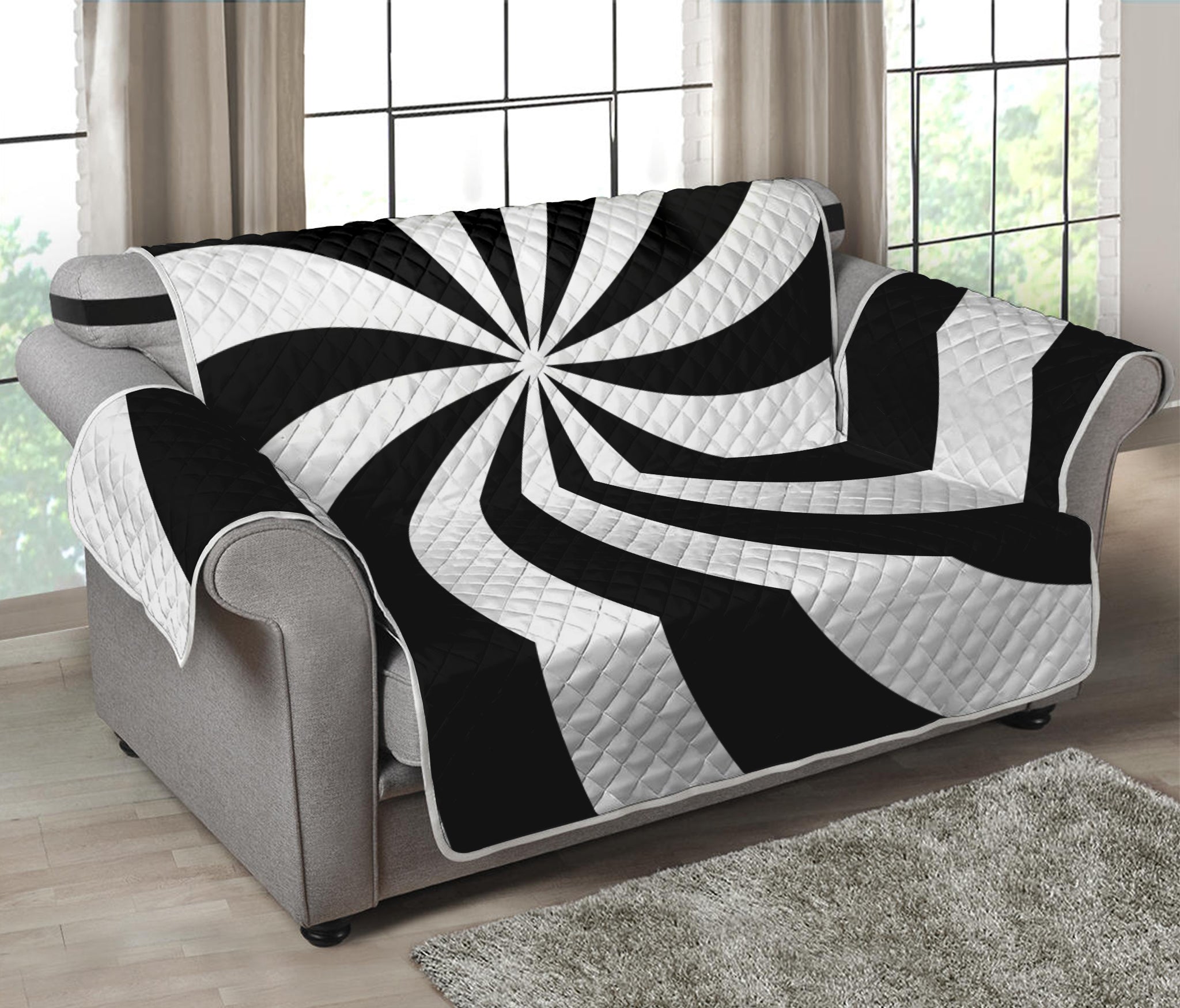 Swirl Optical Illusion Print Loveseat Protector