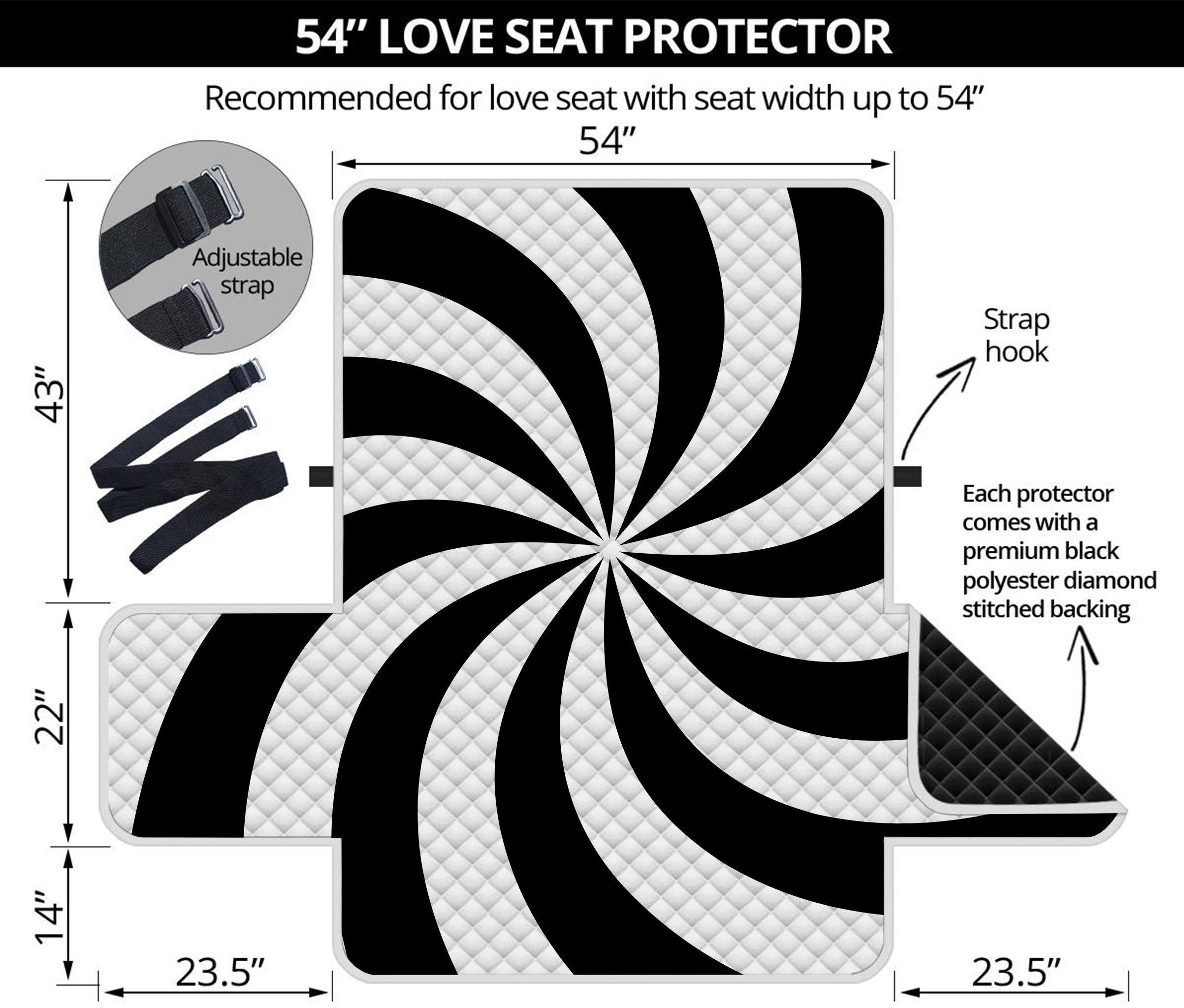 Swirl Optical Illusion Print Loveseat Protector