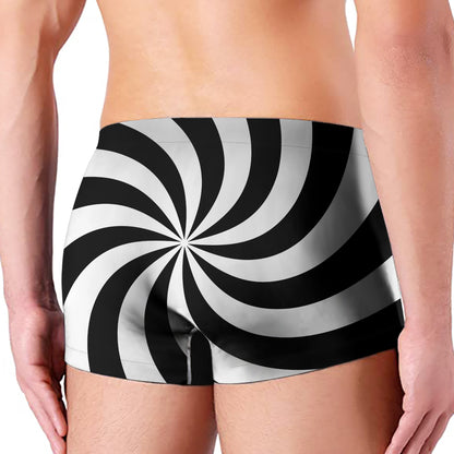 Swirl Optical Illusion Print Men's Boxer Briefs