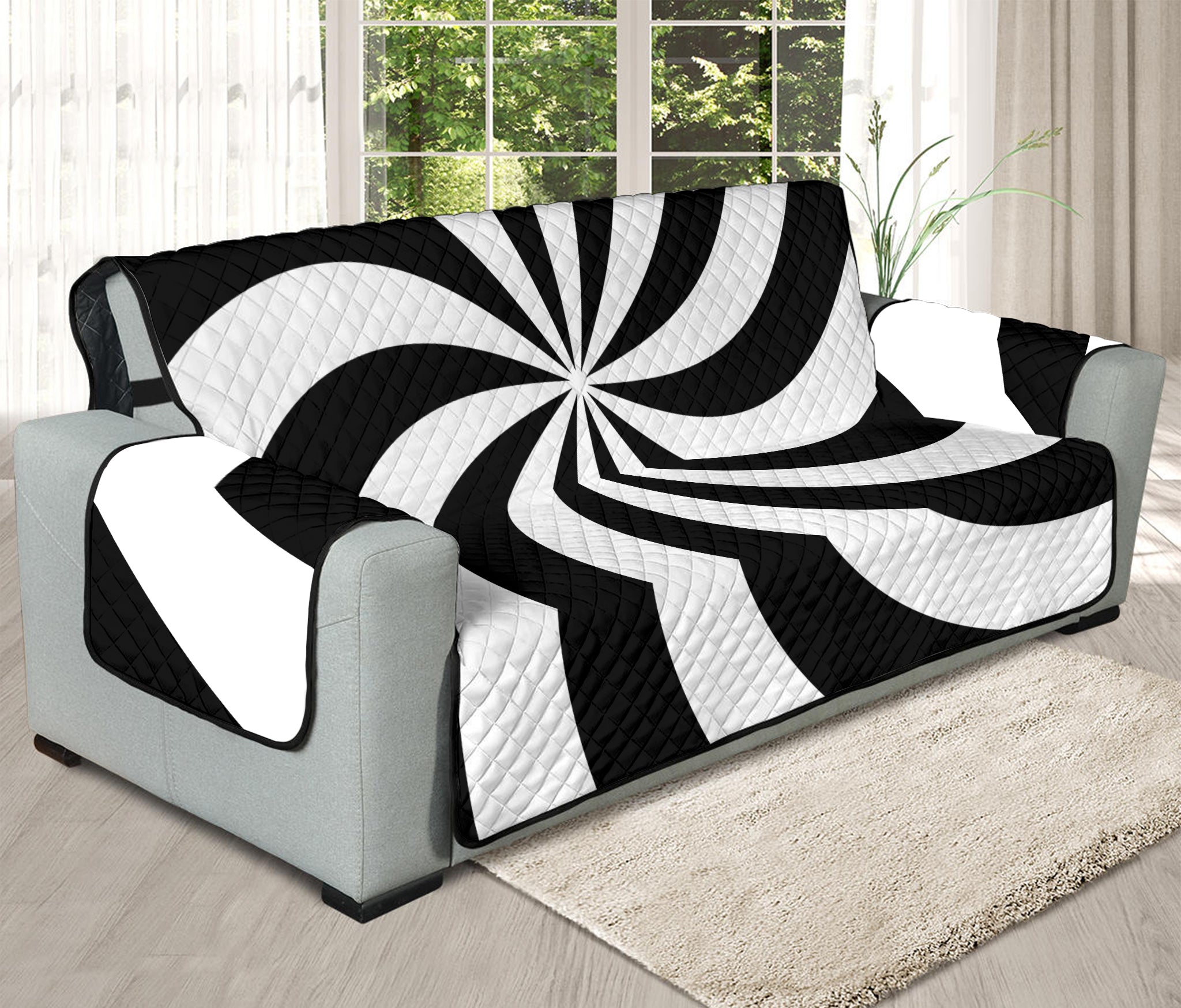 Swirl Optical Illusion Print Oversized Sofa Protector