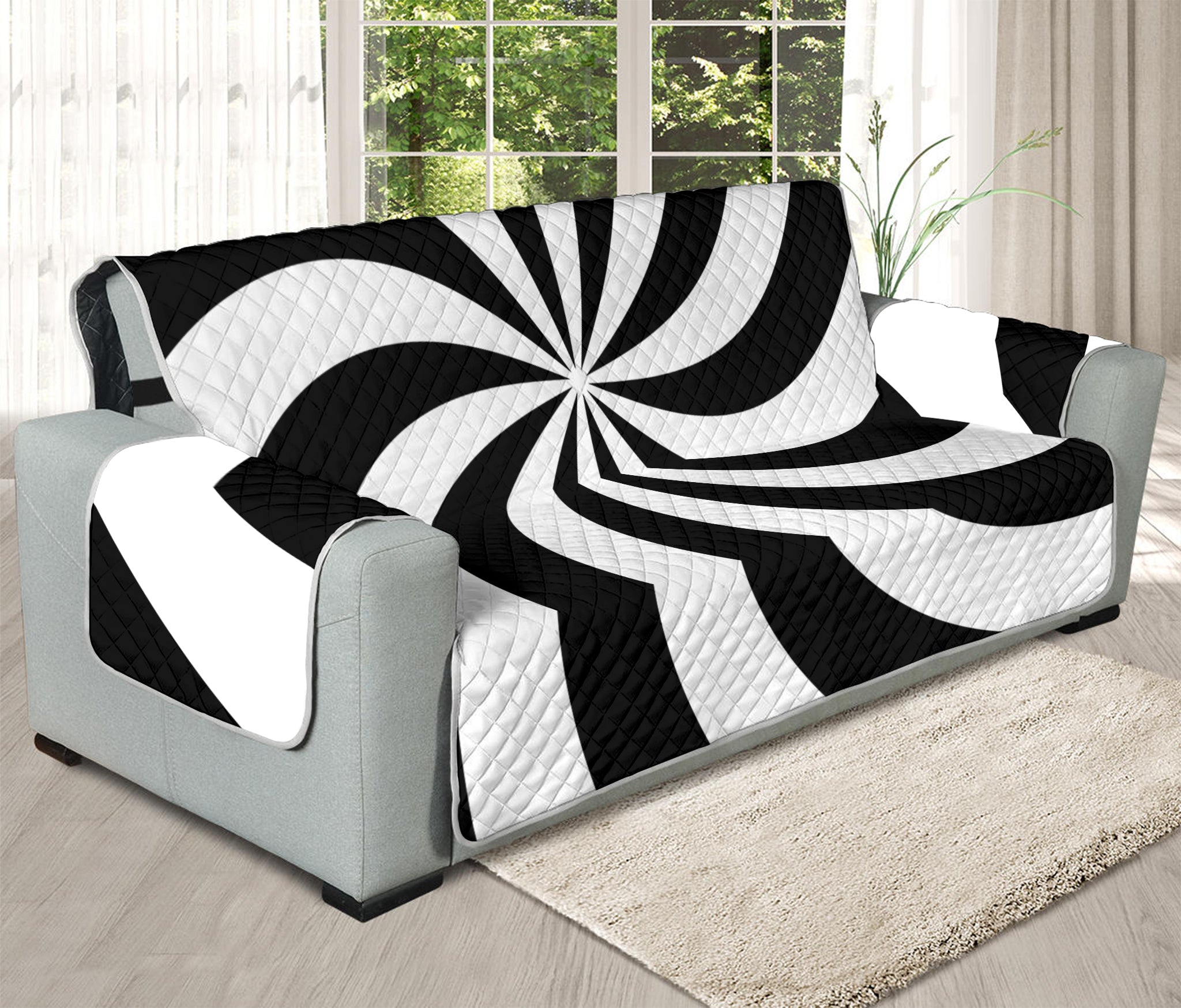 Swirl Optical Illusion Print Oversized Sofa Protector