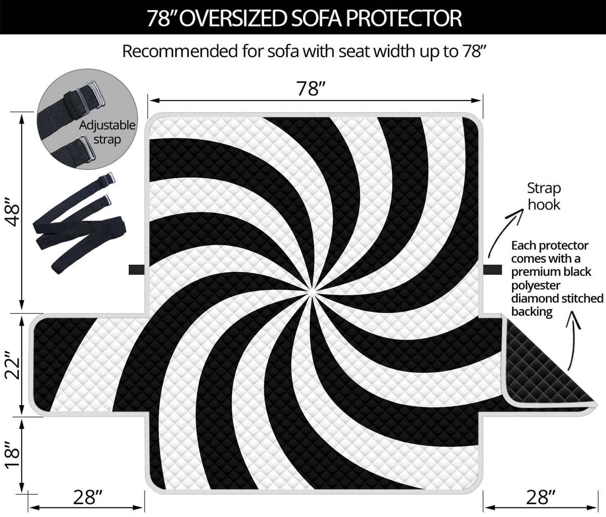 Swirl Optical Illusion Print Oversized Sofa Protector