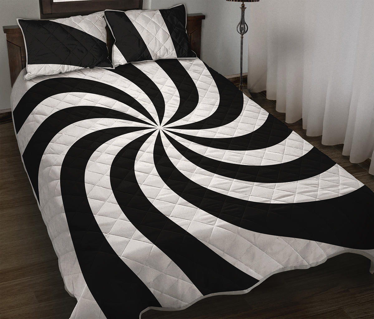 Swirl Optical Illusion Print Quilt Bed Set