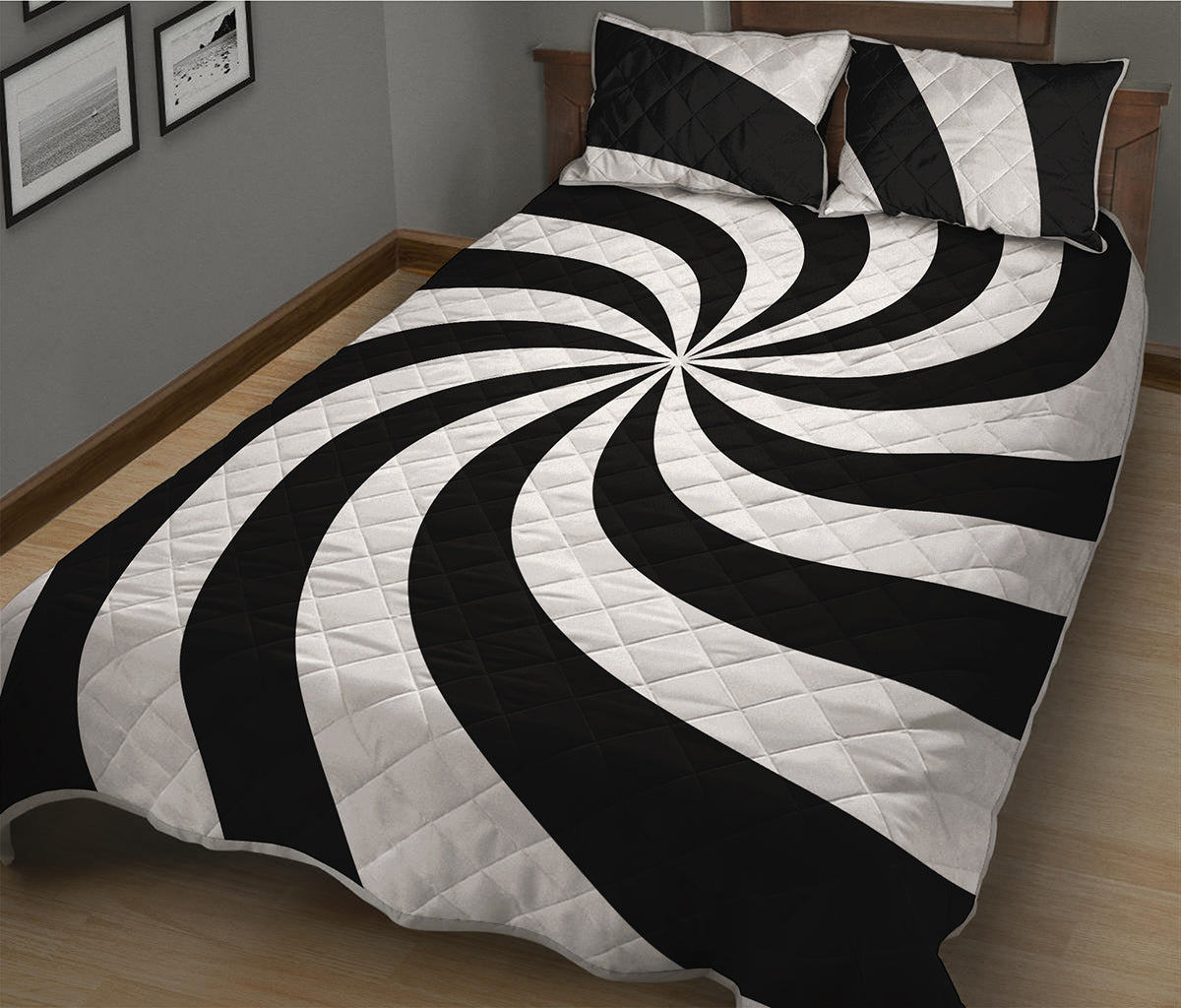 Swirl Optical Illusion Print Quilt Bed Set