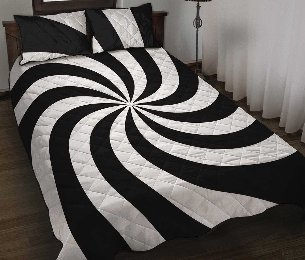 Swirl Optical Illusion Print Quilt Bed Set