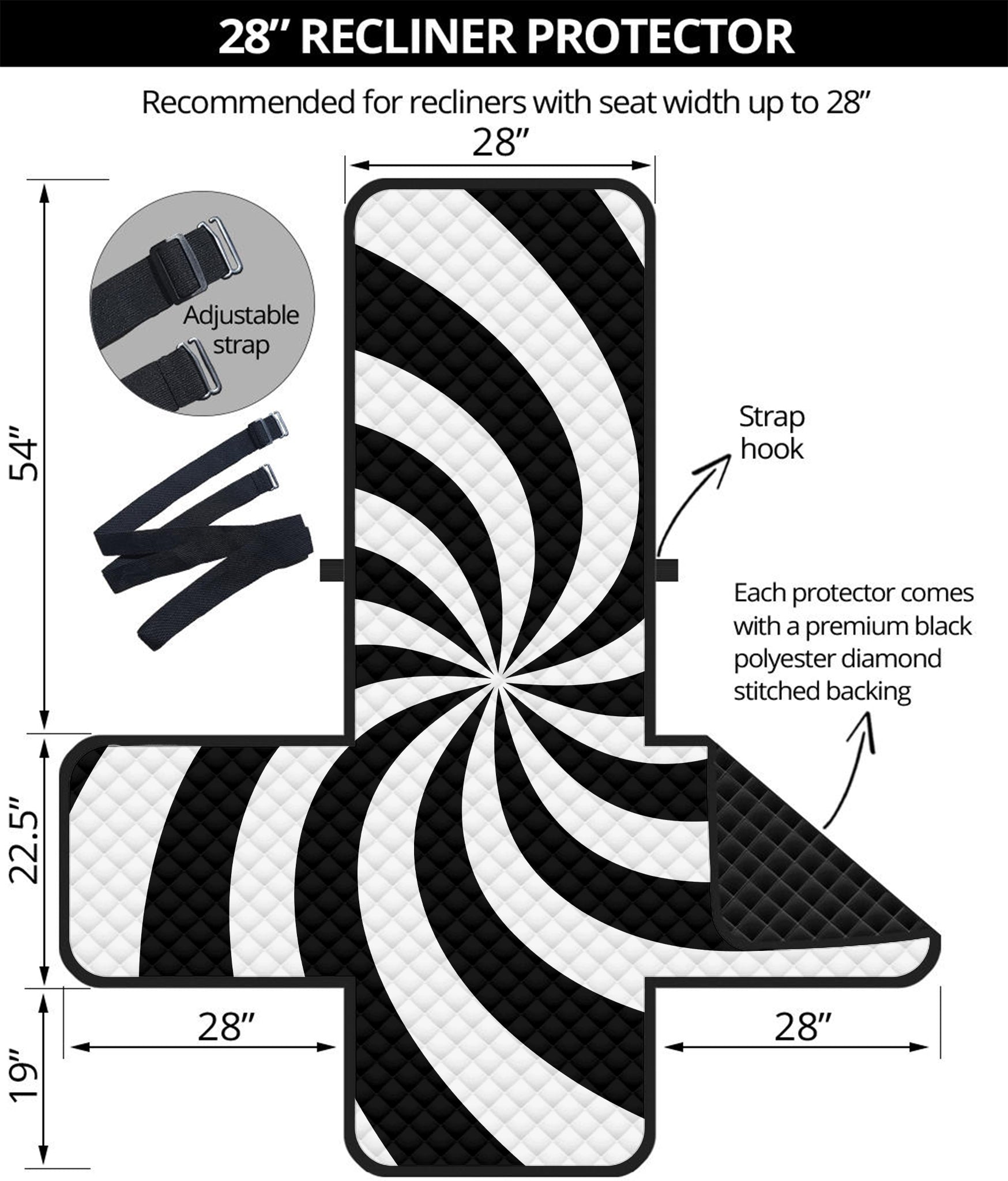 Swirl Optical Illusion Print Recliner Protector