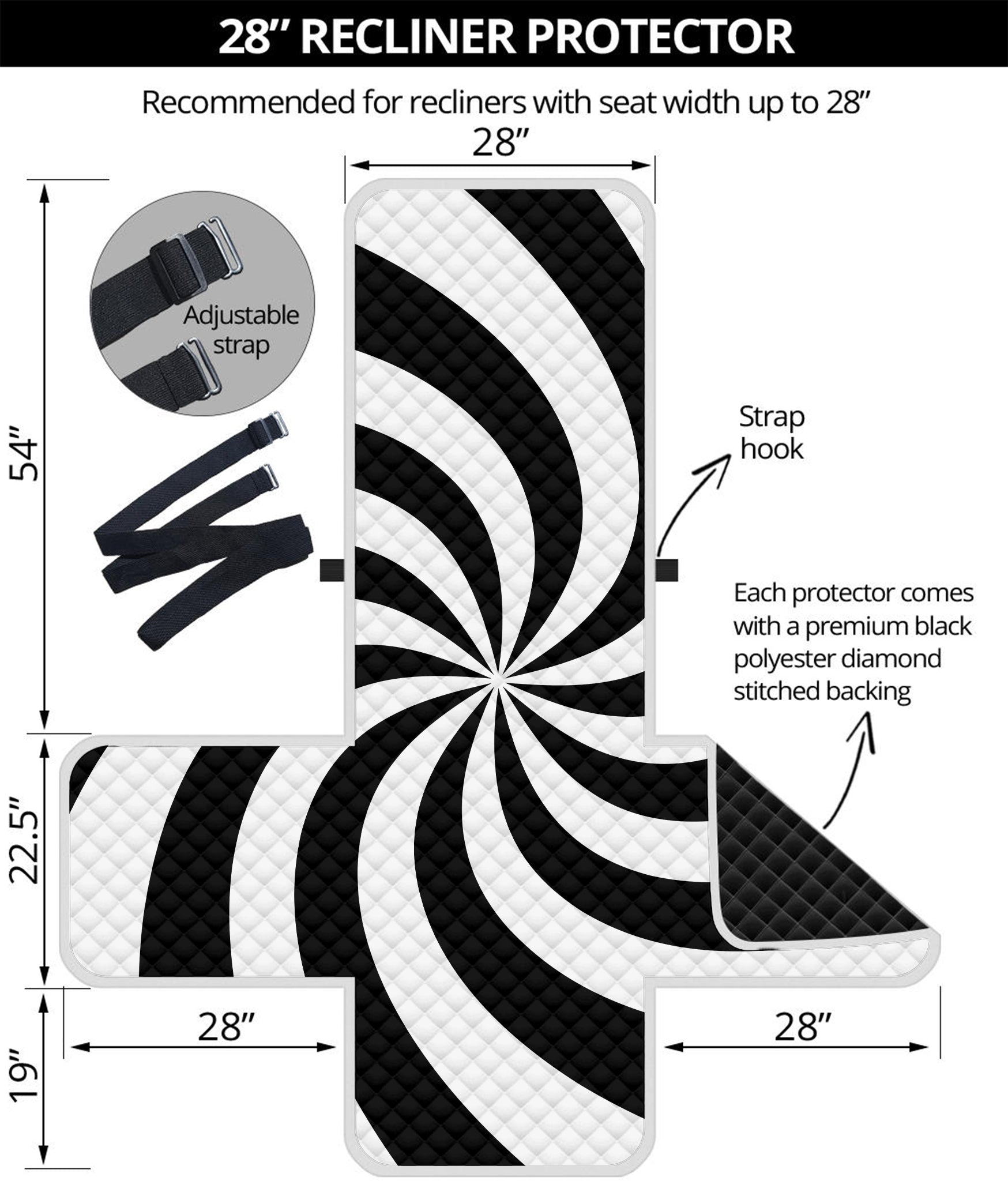 Swirl Optical Illusion Print Recliner Protector