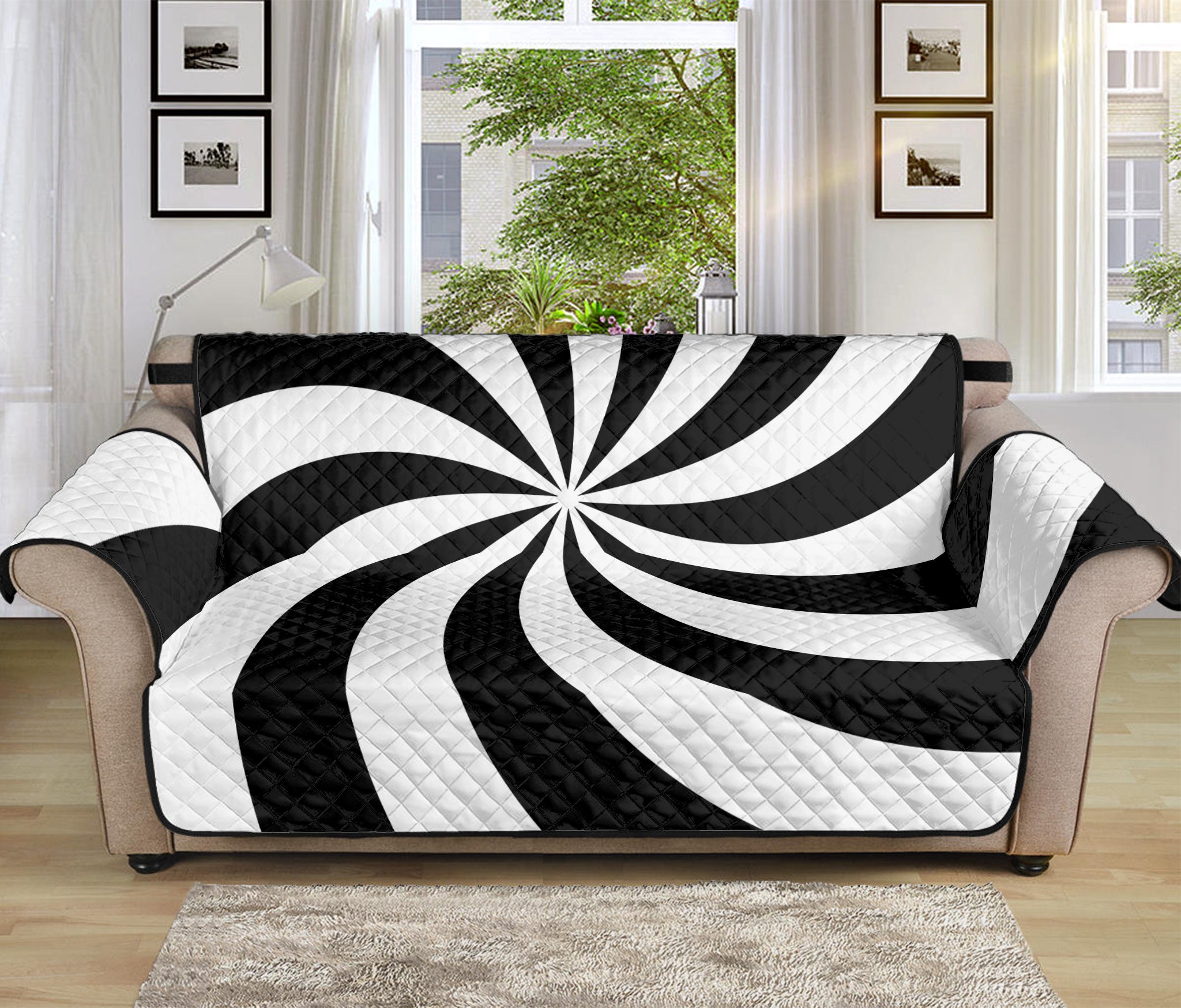 Swirl Optical Illusion Print Sofa Protector