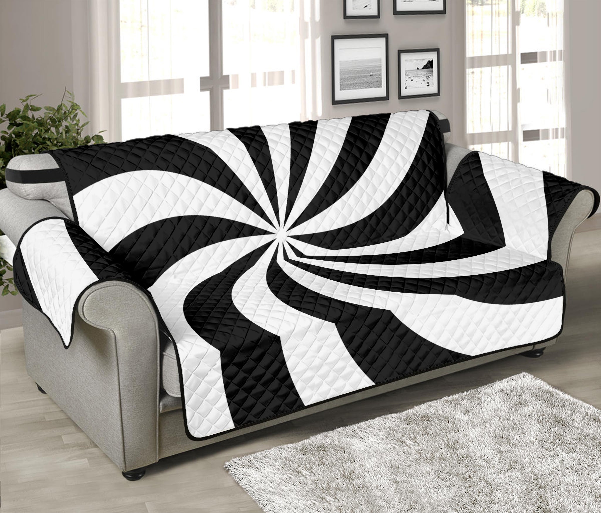 Swirl Optical Illusion Print Sofa Protector