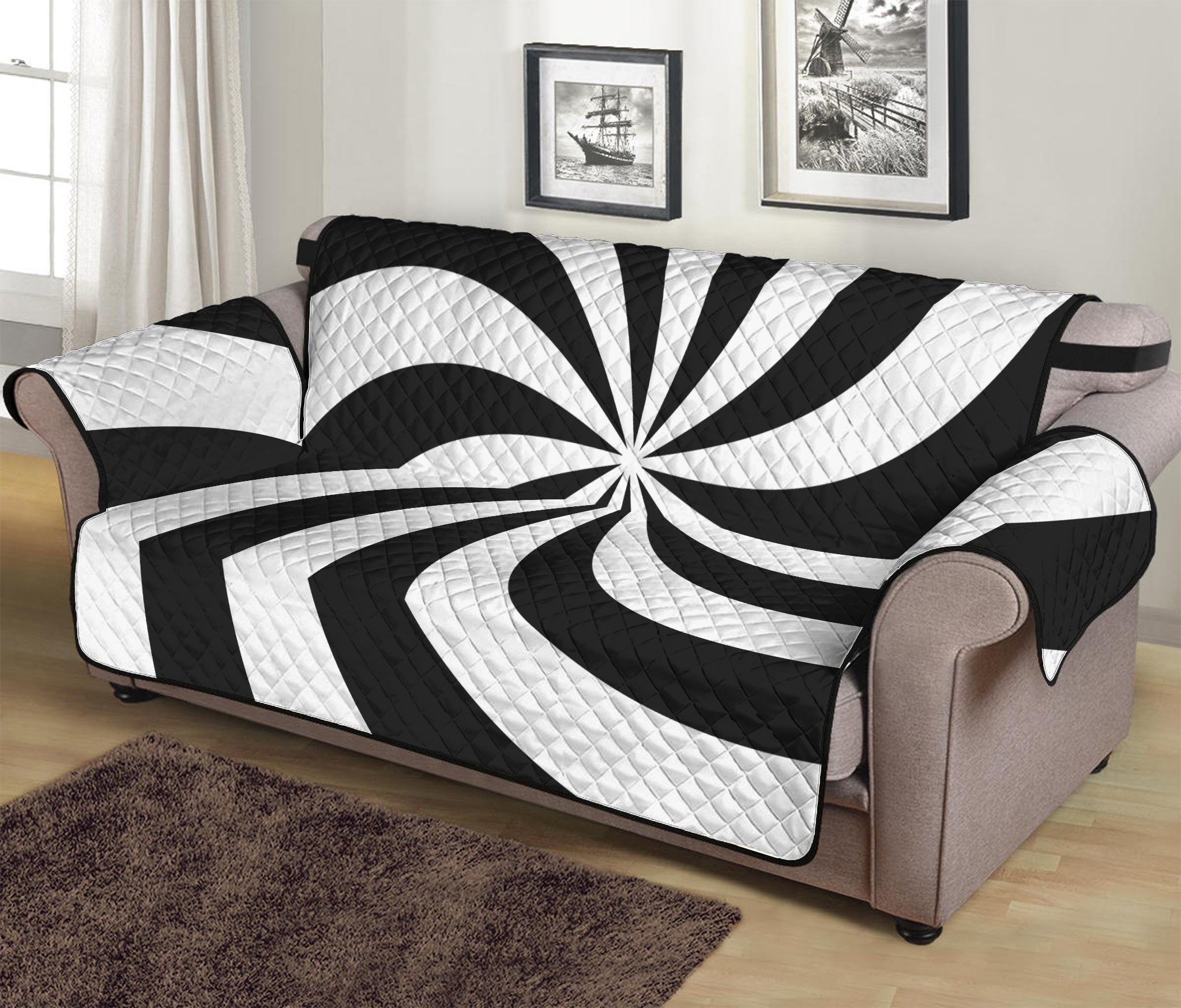 Swirl Optical Illusion Print Sofa Protector