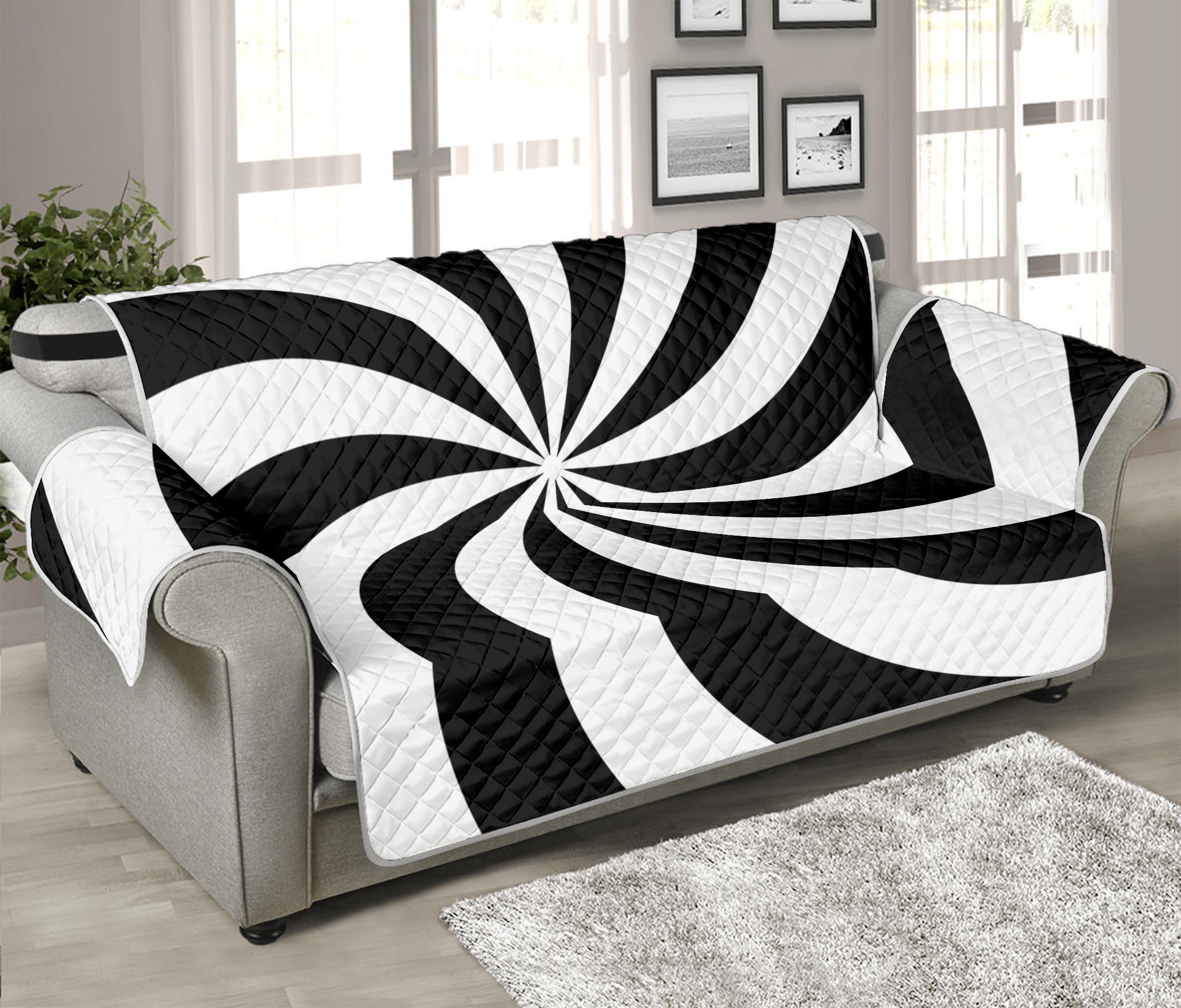 Swirl Optical Illusion Print Sofa Protector