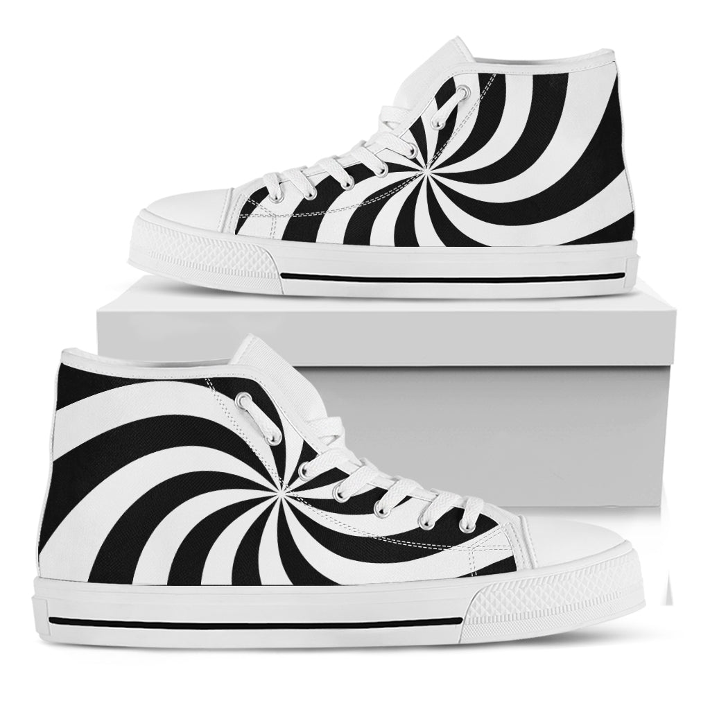 Swirl Optical Illusion Print White High Top Shoes