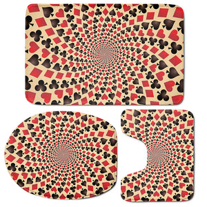 Swirl Playing Card Suits Print 3 Piece Bath Mat Set