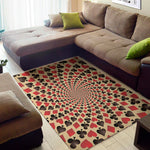 Swirl Playing Card Suits Print Area Rug