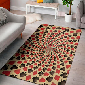 Swirl Playing Card Suits Print Area Rug