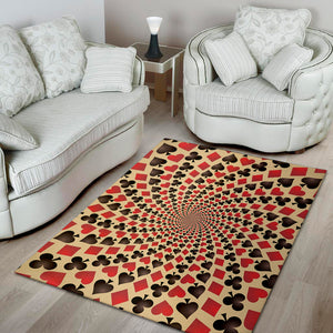 Swirl Playing Card Suits Print Area Rug