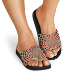 Swirl Playing Card Suits Print Black Slide Sandals